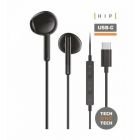 Tech One Tech Auriculares Intrauditivos earTECH TEC1302 con Micrófono USB Tipo-C