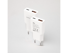 Cargador de Pared Blanco NANOCABLE 20W 1xUSB-C PD 1xUSB-A/QC - Accesorio Smartphone