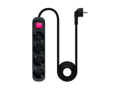 Regleta Protectora 4 Tomas con Interruptor Negro Nanocable - Sistema de Protección