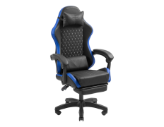 Silla Gamer Mars Gaming MGCXBBL Negra y Azul Reclinable Reposabrazos Ajustable Reposapiés Cojines