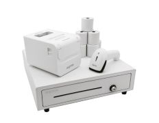 KIT TPV APPROX CAJON APPCASH01 BLANCO + SCAN APPLS22WH + IMP. TERM. APPOS80AMUSEWH + PAPEL CYT8060BP - Lector de Códigos y Rollos Térmicos