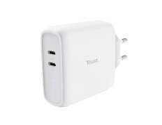 Cargador Trust Blanco Maxo 65W 2xUSB-C Pared/Viaje