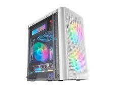 CAJA GAMING MARS MC300 MICROATX BLANCA - FRONTAL MESH - 3 VENTILADORES RGB 120mm - CRISTAL LATERAL