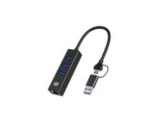 Adaptador USB a Gigabit Ethernet RJ45 CONCEPTRONIC con Hub USB 3.0 3 puertos y Adaptador USB-C