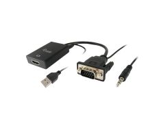 Adaptador VGA Macho a HDMI Hembra con Audio Jack 3.5" - Marca EQUIP