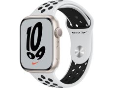 Apple Watch Series 7 Nike GPS 45 mm Caja de Aluminio en Plata/Correa Deportiva Nike Platino Negro
