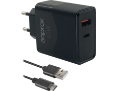 Cargador de Pared APPROX APPUSBWALL45W con Cable USB-A a USB-C - 45W, 1xUSB-C PD 1xUSB-A