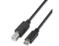 Cable USB 2.0  Impresora Aisens A107-0054/ USB Tipo-C Macho - USB Tipo-B Macho/ 480Mbps/ 2m - Negro