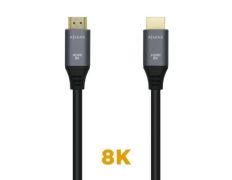 Cable HDMI 2.1 8K Aisens A150-0429/ HDMI Macho - HDMI Macho/ 3m - Gris Negro