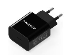 Cargador de Pared Aisens A110-0538/ 1xUSB Tipo-C PD3.0/ 20W - Negro