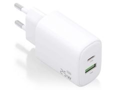 Cargador de Pared GaN Aisens A110-0911/ 1xUSB Tipo-C/ 1xUSB/ 25W