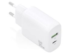 Cargador de Pared GaN Aisens A110-0923/ 1xUSB Tipo-C/ 1xUSB/ 30W