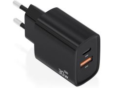 Cargador de Pared GaN Aisens A110-0953 30W con 1xUSB Tipo-C y 1xUSB