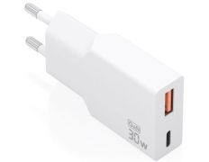 Cargador de Pared GaN Aisens A110-1002/ 1xUSB Tipo-C/ 1xUSB/ 30W - Blanco
