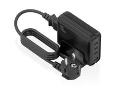 Cargador Sobremesa GaN Aisens ASCH-140W4P056-BK con 3xUSB Tipo-C y 1xUSB