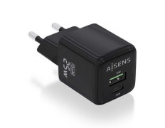 Cargador de Pared GaN Aisens ASCH-25W2P015-BK Tipo-C USB para Smartphones