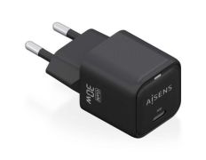 Cargador de Pared GaN Aisens ASCH-30W1P019-BK/ 1xUSB Tipo-C
