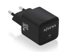 Cargador de Pared GaN Aisens ASCH-30W1P036-BK/ 1xUSB Tipo-C - Smartphone Accesorios
