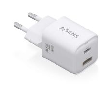 Cargador de Pared GaN Aisens ASCH-30W2P020-W Tipo-C/USB - Accesorio SmartPhones
