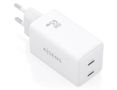 Cargador de Pared GaN Aisens ASCH-65W2P078-W con 2xUSB Tipo-C/65W