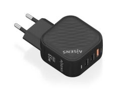 Cargador de Pared GaN Aisens ASCH-65W3P027-BK con 2xUSB Tipo-C y 1xUSB