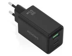 Cargador de Pared GaN Aisens ASCH-65W 65W 2xUSB Tipo-C/ 1xUSB