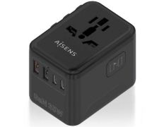 Cargador de Pared Universal GaN Aisens para Viaje - Toma de Corriente y Puertos USB Tipo-C