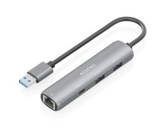 Hub USB Aisens ASUC-4P035-GR con 1xUSB Tipo-C, 2xUSB y 1xRJ45