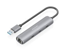 Hub USB Aisens ASUC-4P037-GR con 3xUSB Tipo-C y 1xRJ45