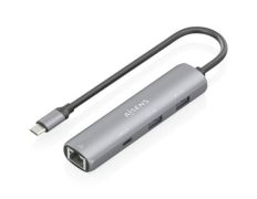 Hub USB Tipo-C Aisens ASUC-4P039-GR - 1xUSB Tipo-C/ 2xUSB/ 1xRJ45