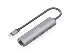 Hub USB Tipo-C Aisens ASUC-4P041-GR - 3xUSB Tipo-C/1xRJ45