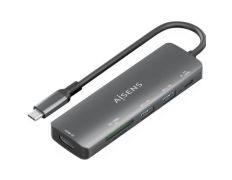 Docking USB Tipo-C Aisens ASUC-6P023-GR HDMI 4K USB Tipo-C PD Lector Tarjetas