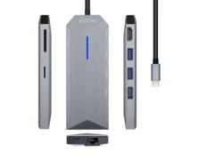 Docking USB Tipo-C Aisens ASUC-8P004-GR - 1xHDMI 4K/ 3xUSB/ 1xRJ45/ 1xLector de Tarjetas/ 1xUSB Tipo-C PD