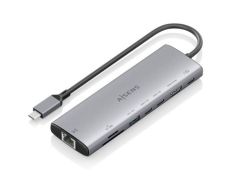 Docking USB Tipo-C Aisens ASUC-8P033-GR con HDMI 4K, USB, USB Tipo-C, RJ45, Lector Tarjetas y USB Tipo-C PD