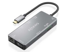 Docking USB Tipo-C Aisens ASUC-9P018-GR 2xHDMI 4K/ 3xUSB/ 1xRJ45/ 1xLector Tarjetas/ 1xUSB Tipo-C PD