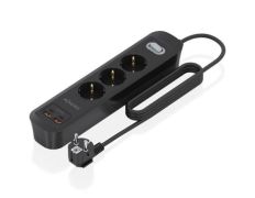 Regleta con Interruptor Aisens ASPS-2A2C11-BK - 3 Tomas de Corriente - 2 USB - 2 USB Tipo-C - Cable 1.4m