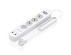 Tomas de Corriente USB Tipo-C Aisens ASPS-2A2C12-W/ Regleta con Interruptor / 4 Tomas de Corriente/ 2 USB / Cable 1.4m