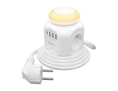 Regleta Aisens ASPS-3A1CL01-W con Interruptor, Luz Nocturna, 4 Tomas de Corriente, 1 USB Tipo-C, 3 USB y Cable 1.8m