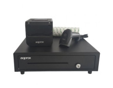 KIT TPV APPROX CAJON APPCASH01 NEGRO + SCAN APPLS22 SIN PEANA + IMP. TERM. POS80AM-USB + PAPEL - Cajón Portamonedas + Impresora Térmica de Tickets + Lector de Códigos + Rollos Térmicos