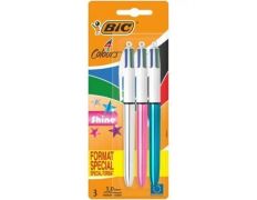 Bic 4 Colors Shine 9122751 - 3 Unidades Bolígrafos Tinta Aceite Retráctil