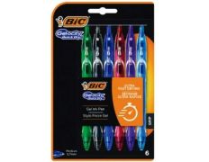 Bolígrafos Bic Gelocity Quick Dry 964769 Retráctiles - Paquete de 6 Unidades