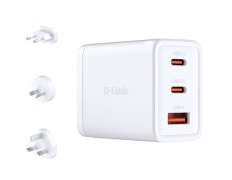 D-LINK Cargador de Pared Universal 65W con Toma de Corriente, 2xUSB-C y 2xUSB-A