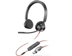 Auriculares Poly Blackwire 3225 para Microsoft Teams + 3.5 mm + Adaptador USB-C/A/ con Micrófono/ Jack 3.5 - USB Tipo-C