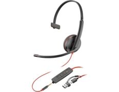 Auricular Poly Blackwire 3215 + Adaptador USB-C/A + Micrófono 3.5mm USB Tipo-C Bulk