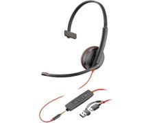 Auricular Poly Blackwire 3215 con Adaptador USB-C/A y Micrófono - Jack 3.5mm