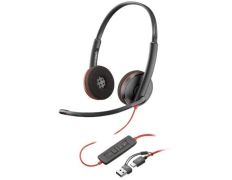 Auriculares Poly Blackwire 3220 con Adaptador USB-C/A y Micrófono - Bulk