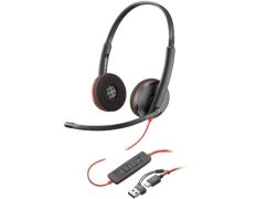 Auriculares Poly Blackwire 3220 con Adaptador USB-C/A y Micrófono USB Tipo-C