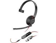 Auricular Poly Blackwire 5210 + 3.5 mm + Adaptador USB-C/A/ con Micrófono/ Jack 3.5 - USB Tipo-C/ Jack 3.5 - USB Tipo-C/ Bulk