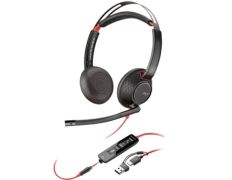 Auriculares Poly Blackwire 5220 + Adaptador USB-C/A/ con Micrófono/ Jack 3.5mm - Negro