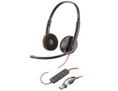 Auriculares Poly Blackwire 3220 con Micrófono y Adaptador USB-C/A - Modelo Bulk